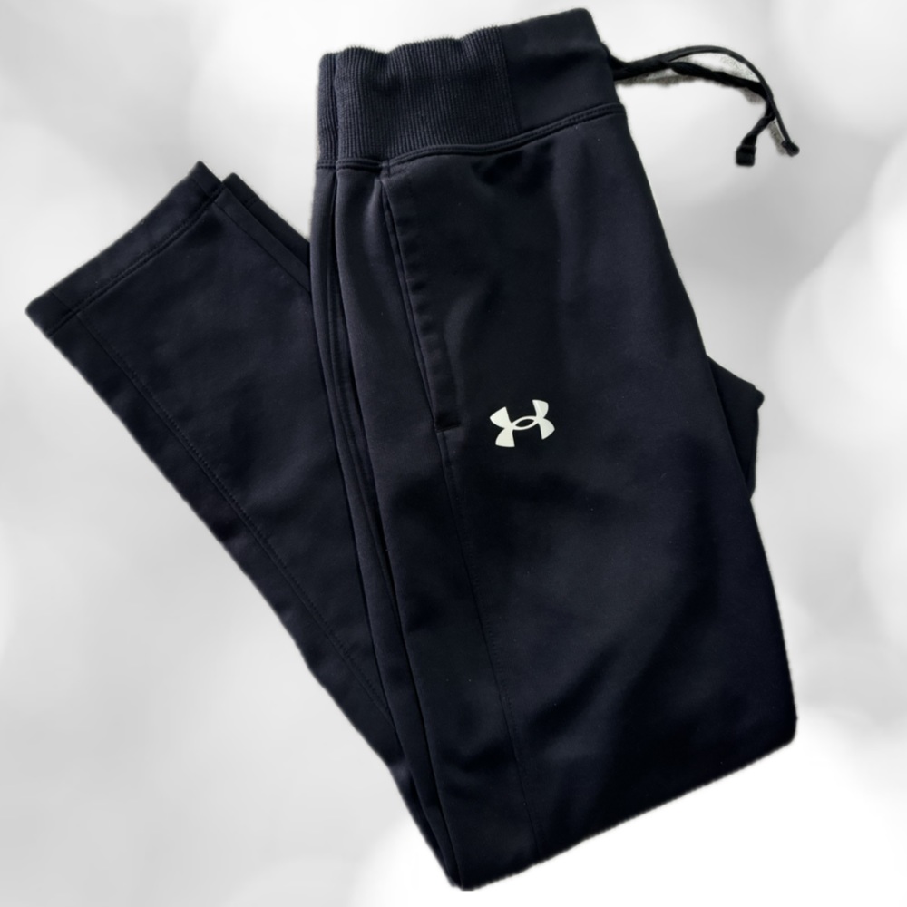 Under Armour Black Youth Sweatpants with White Logo, Youth Med